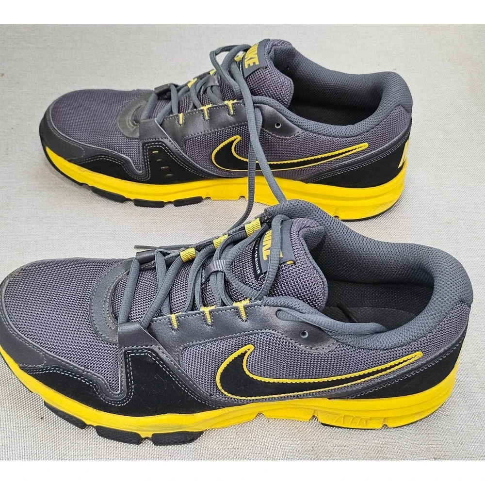 Nike Air Flex Trainer Mens 11.5 Grey Yellow Running Shoes 429632-001 Sneaker